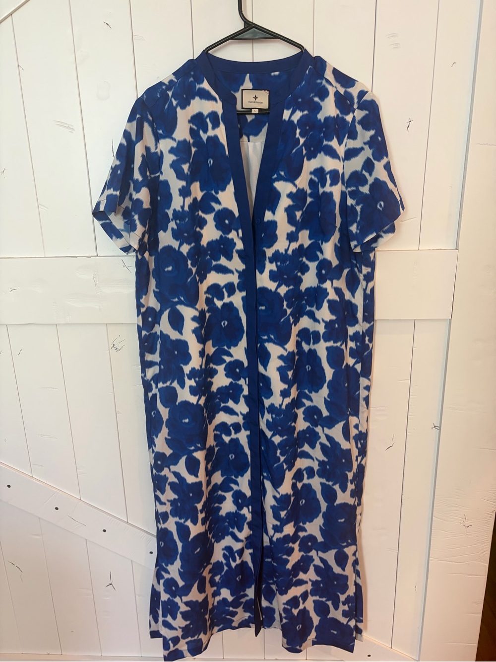 Tuckernuck Royal Blue and White Floral Top